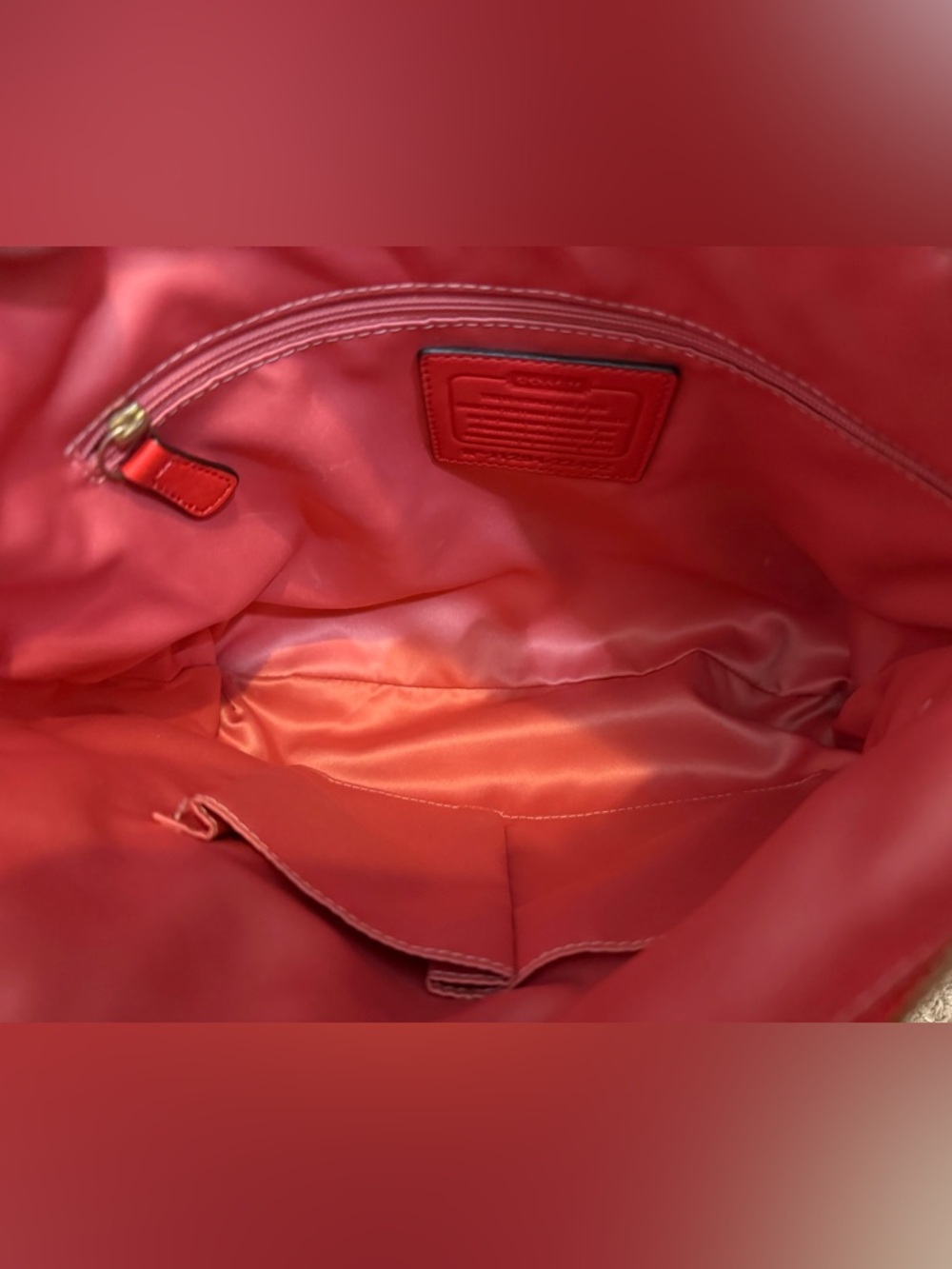 Coach Poppy Perri Hippie Convertible Shoulder Crossbody Bag Orange Coral Leather - Picture 16 of 16